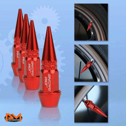 4 Pcs Red Aluminum Tires Stem Caps 45mm