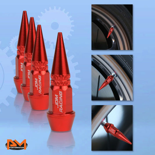 4 Pcs Red Aluminum Tires Stem Caps 45mm