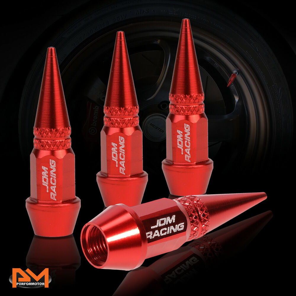 4 Pcs Red Aluminum Tires Stem Caps 45mm