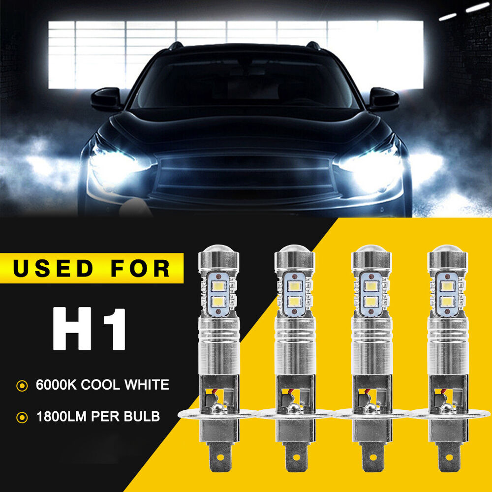 4X H1 LED Headlight Bulbs Kit 200W 28000LM 6000K High Low Beam Lamp