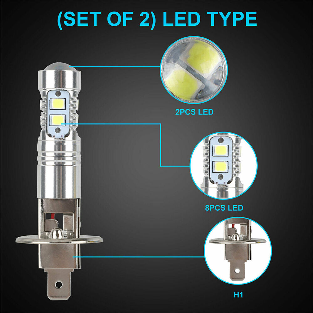 4X H1 LED Headlight Bulbs Kit 200W 28000LM 6000K High Low Beam Lamp