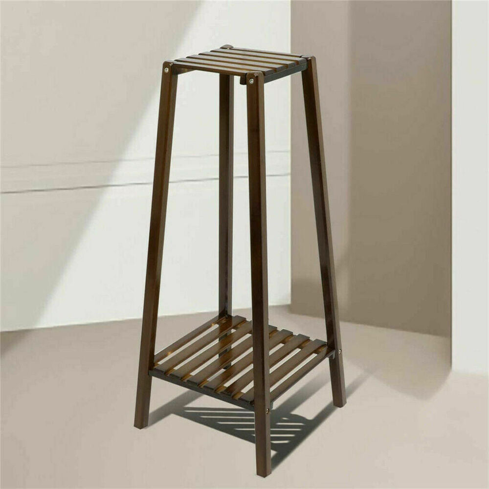 Wooden 2 Tier Tall Plant Stand Pot