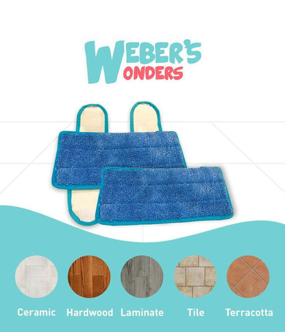 Set Of 2 Prime Mop Pads - Washable - Reusable - Durable - Works With Swiffer