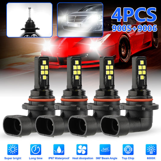 4x 9005 9006 LED Combo Headlight Bulbs