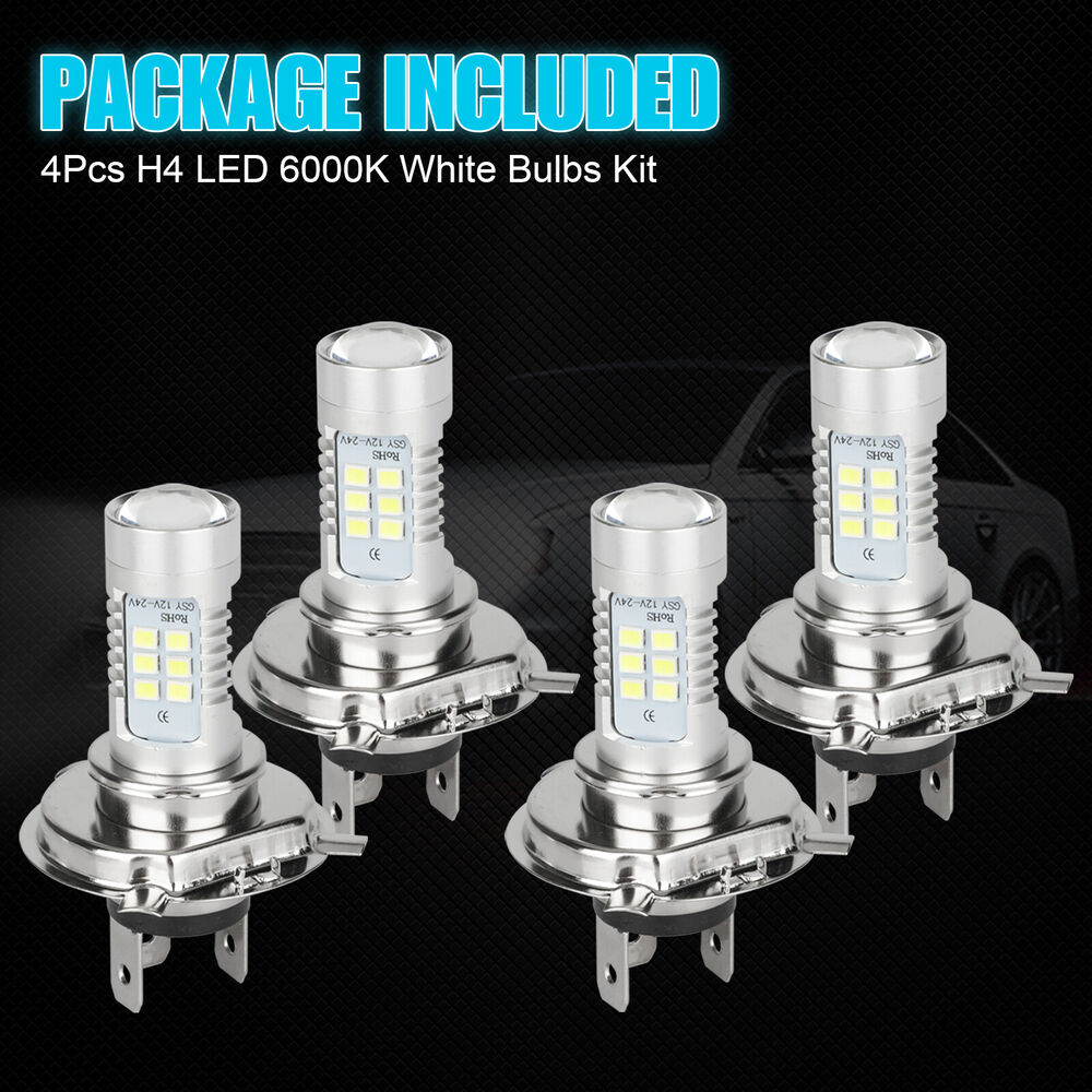 4x H4 9003 HB2 Super White LED Headlight Bulb