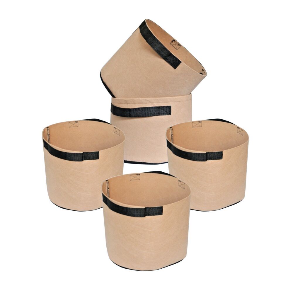 5-Pack Brown Tan Grow Bags