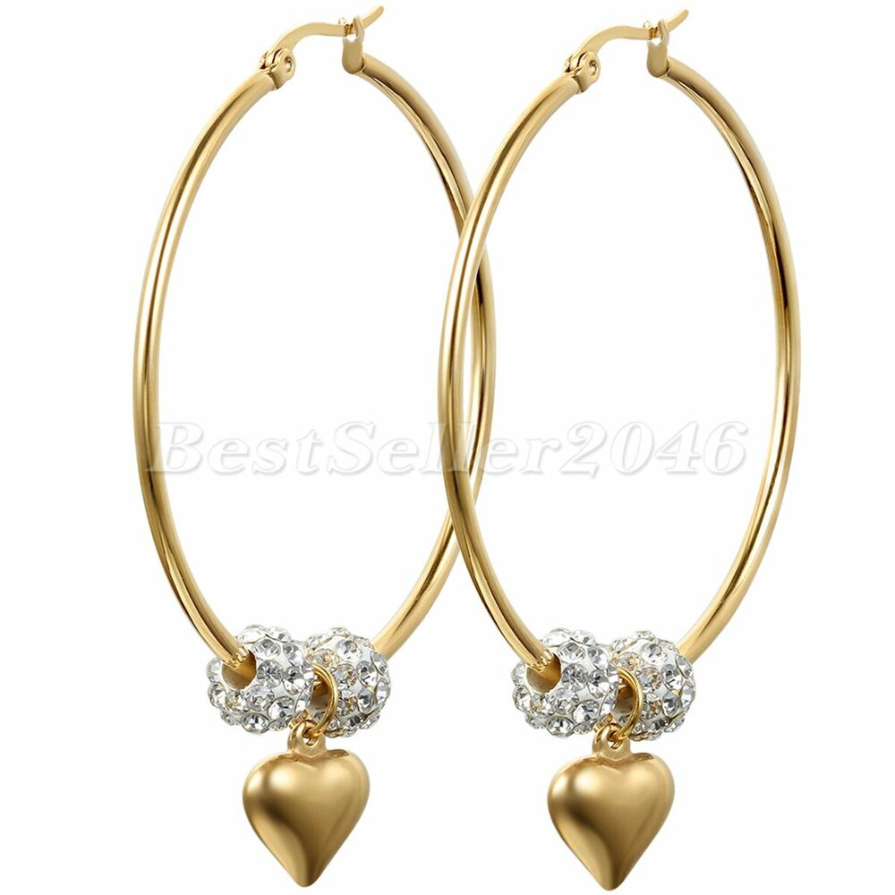 50MM Large Hoop Womens Gold Dangle Earrings Gift