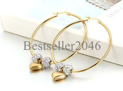 50MM Large Hoop Womens Gold Dangle Earrings Gift