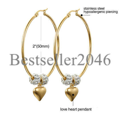 50MM Large Hoop Womens Gold Dangle Earrings Gift