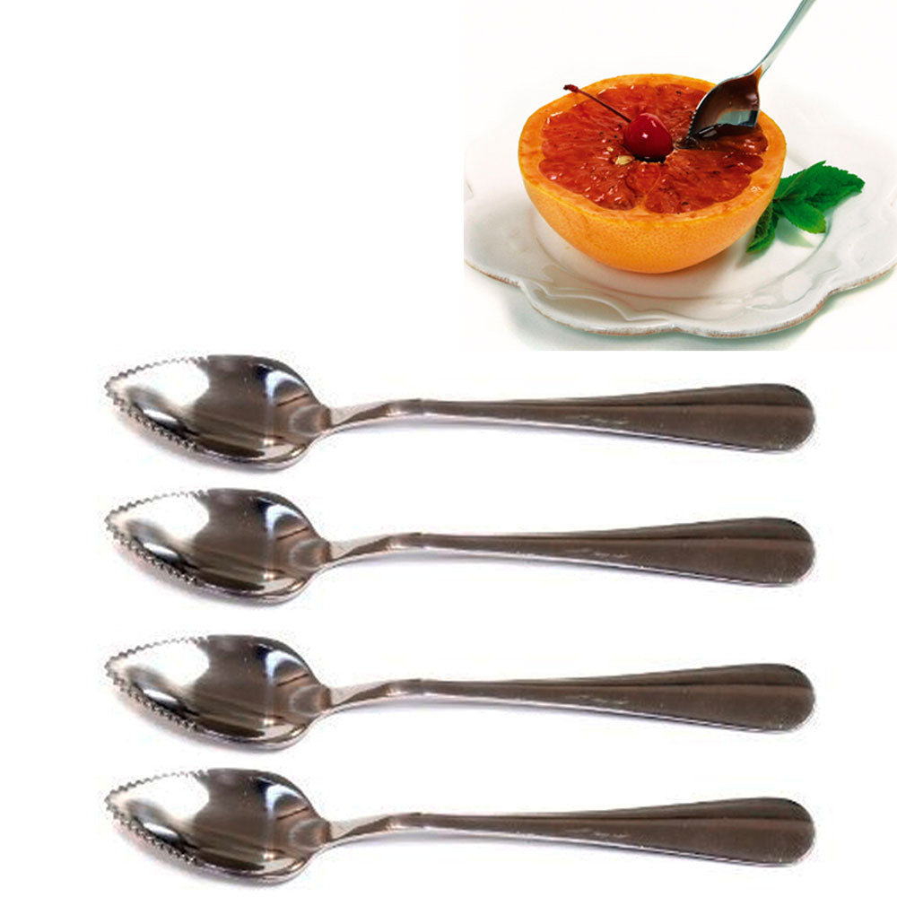 4 Pc Grapefruit Spoon Set Steel Serated