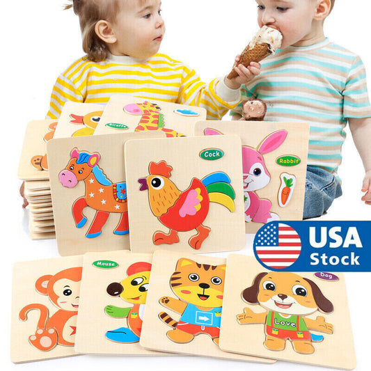 5 Set Wooden Puzzle Educational Learning Toys