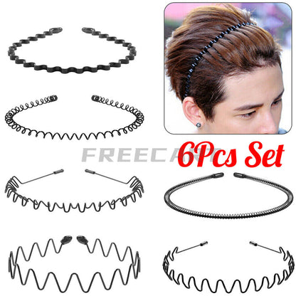 6Pcs Metal Hair Headband Wave Style Hoop Band