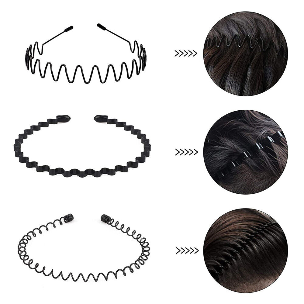 6Pcs Metal Hair Headband Wave Style Hoop Band