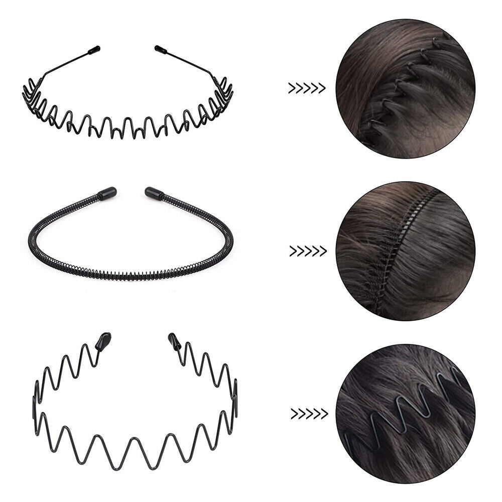 6Pcs Metal Hair Headband Wave Style Hoop Band