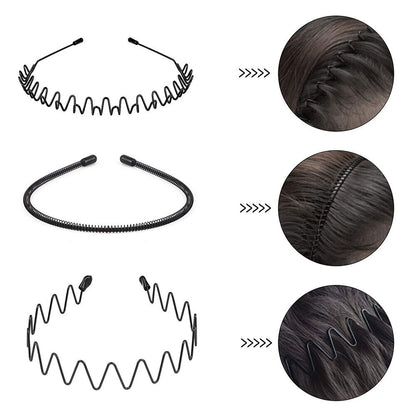 6Pcs Metal Hair Headband Wave Style Hoop Band