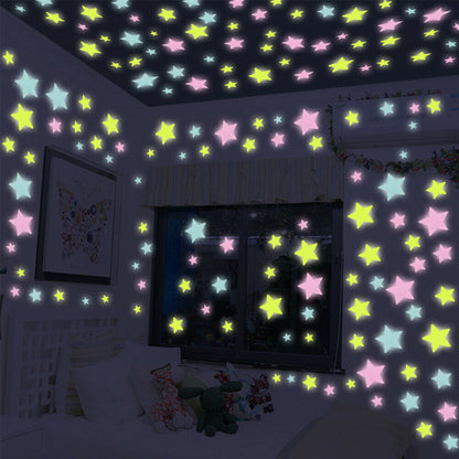 100pcs 3D Wall Stickers Stars Glow