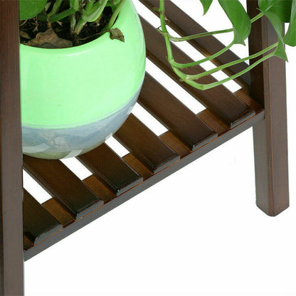 Wooden 2 Tier Tall Plant Stand Pot