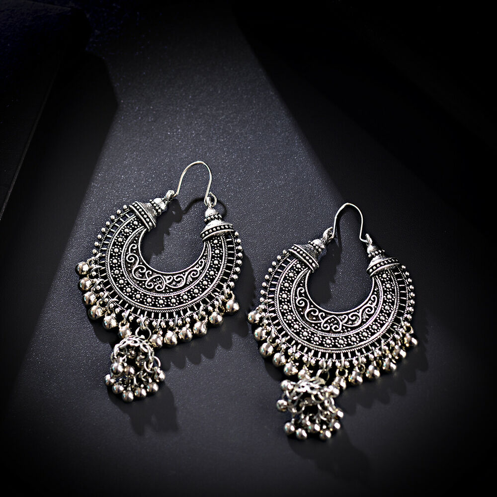 Vintage Oxidized Silver Traditional Jhumka