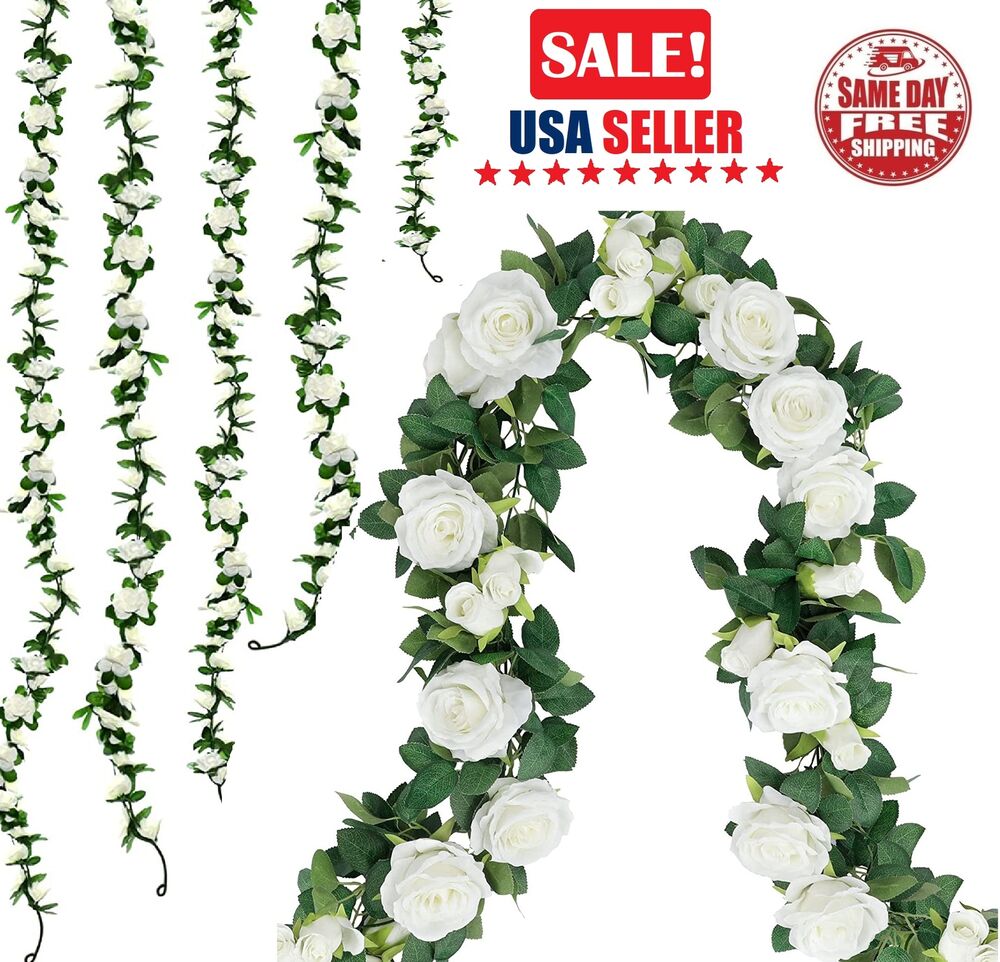 6× Garland Wall Artificial Rose 7.5 Ft Wedding Home Decor