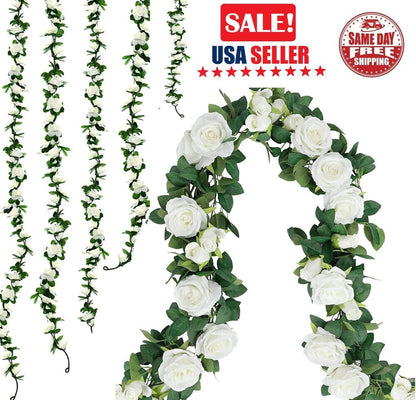 6× Garland Wall Artificial Rose 7.5 Ft Wedding Home Decor