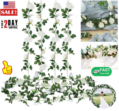 6× Garland Wall Artificial Rose 7.5 Ft Wedding Home Decor