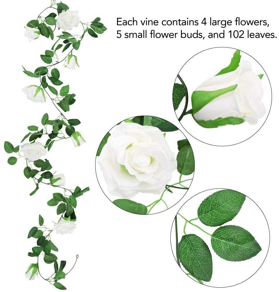 6× Garland Wall Artificial Rose 7.5 Ft Wedding Home Decor