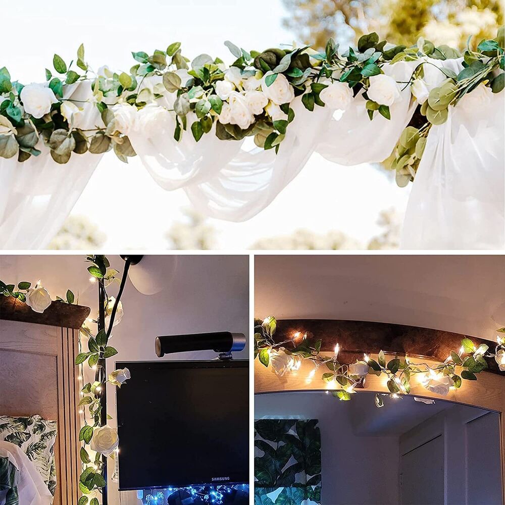 6× Garland Wall Artificial Rose 7.5 Ft Wedding Home Decor