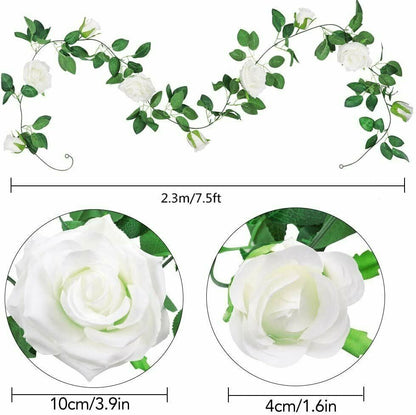 6× Garland Wall Artificial Rose 7.5 Ft Wedding Home Decor