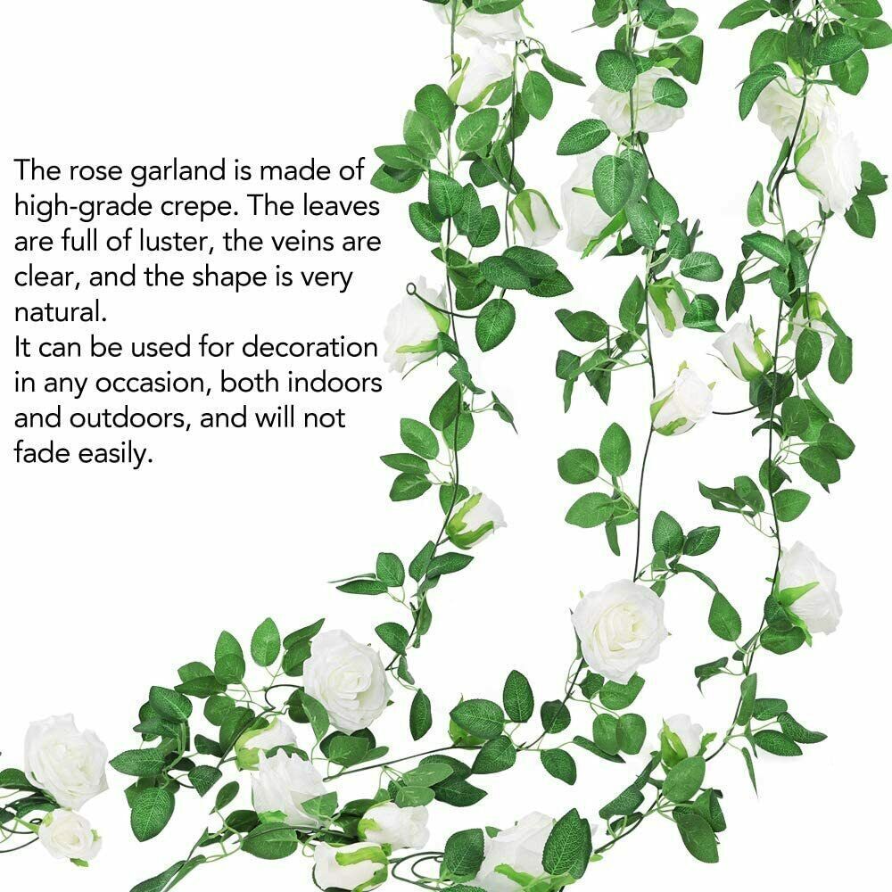 6× Garland Wall Artificial Rose 7.5 Ft Wedding Home Decor