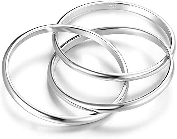 .925 Sterling Silver Wedding Band Ring Sizes 5-9