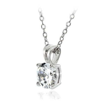 925 Sterling Silver 4ct 10mm Round Solitaire Necklace