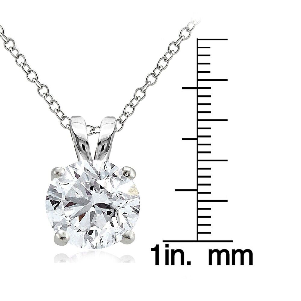 925 Sterling Silver 4ct 10mm Round Solitaire Necklace