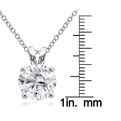 925 Sterling Silver 4ct 10mm Round Solitaire Necklace