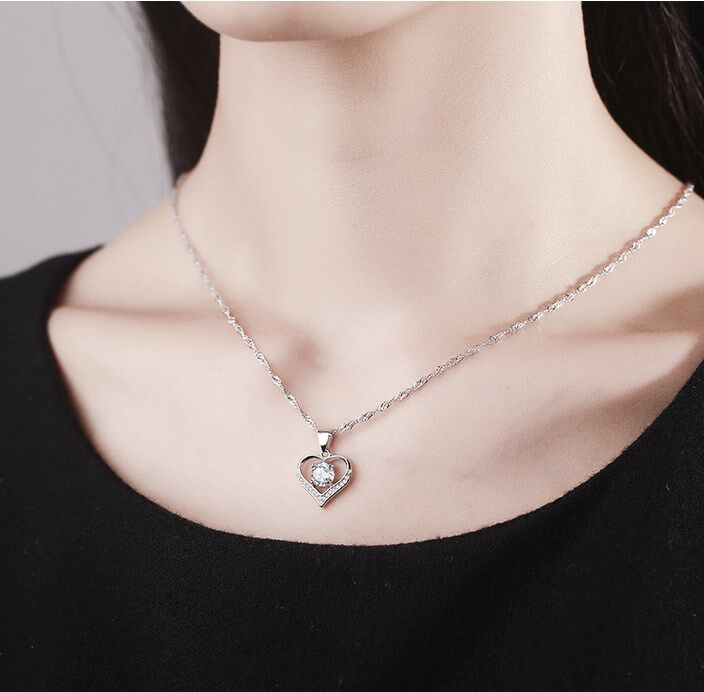 925 Sterling Silver Love Heart Pendant Necklace