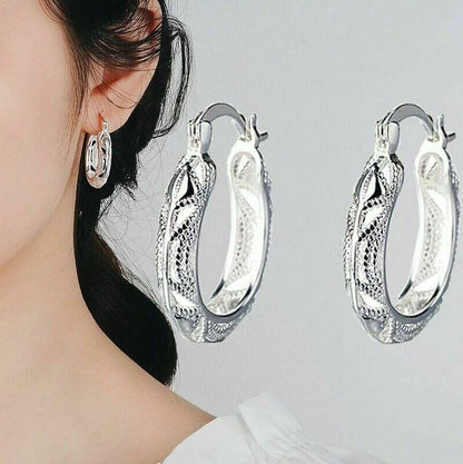 Silver Plated Filigree Round Earrings