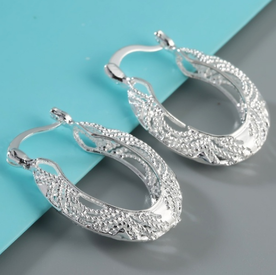 Silver Plated Filigree Round Earrings