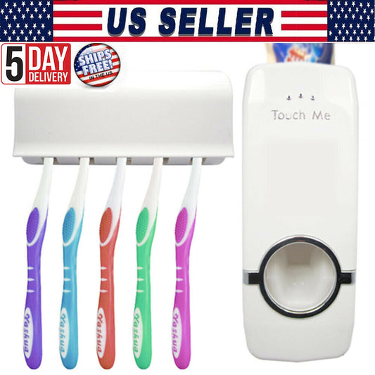 Automatic Toothpaste Dispenser +5 Toothbrush Holder