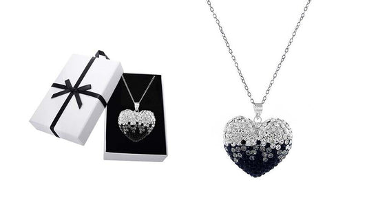 Black and White Bubble Heart Necklace