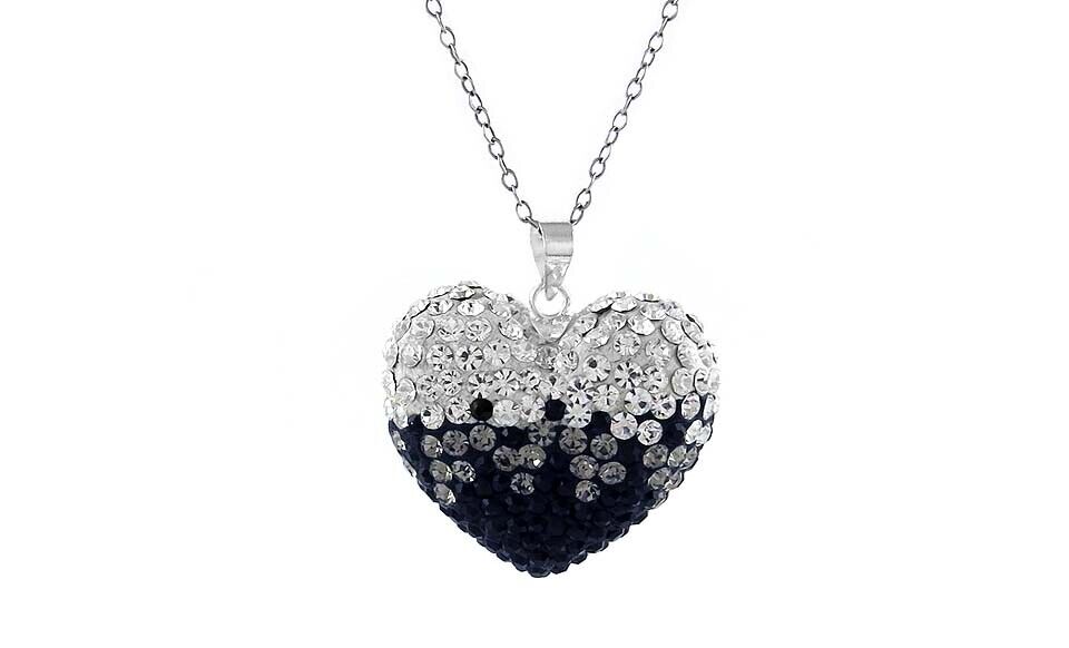 Black and White Bubble Heart Necklace