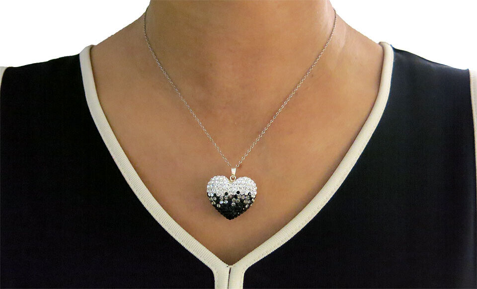 Black and White Bubble Heart Necklace