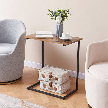 C Shaped Narrow End Table Snack Side Table