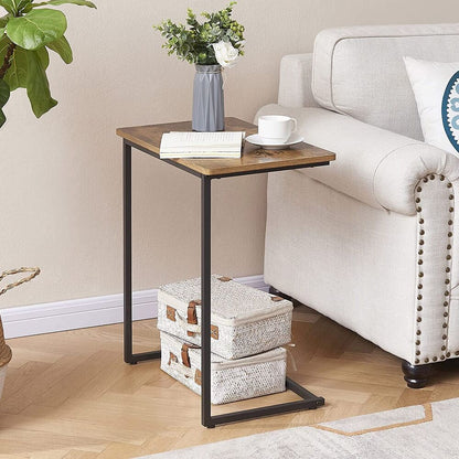 C Shaped Narrow End Table Snack Side Table