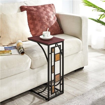 C Shaped Small Narrow End Side Chair Side Table