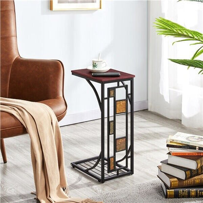 C Shaped Small Narrow End Side Chair Side Table