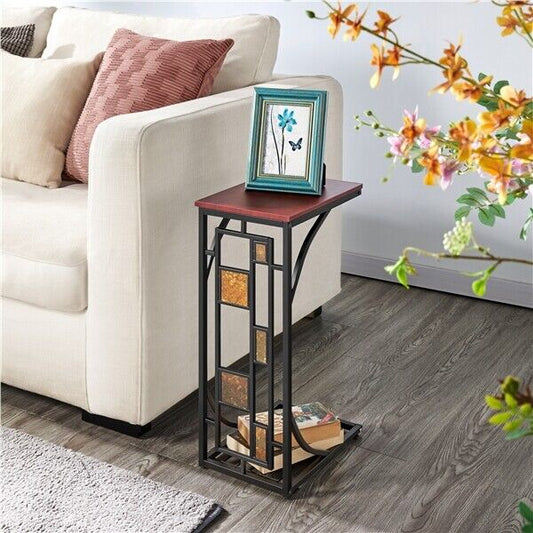 C Shaped Small Narrow End Side Chair Side Table