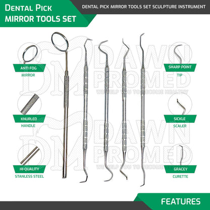 Dental Pick Mirror Tools Set