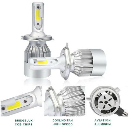 COB H4 LED Headlight Kit 6000K HB2 9003 100W 20000LM