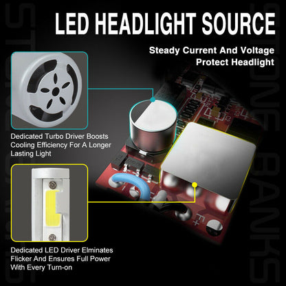 COB H4 LED Headlight Kit 6000K HB2 9003 100W 20000LM