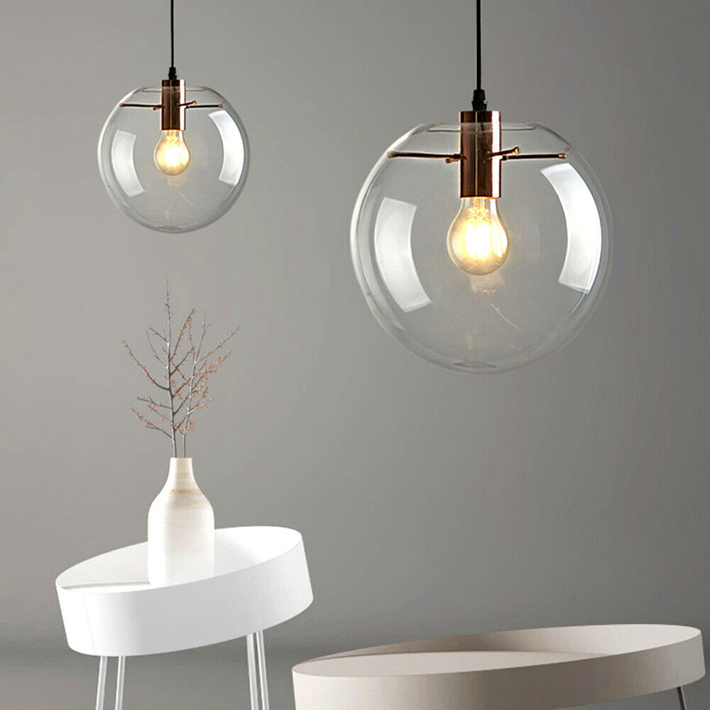 . Modern Large Glass Globe Pendant