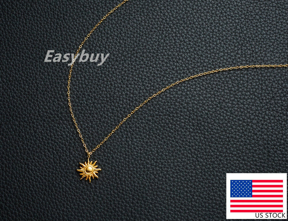 Steel Sun Pendant Chain Necklace